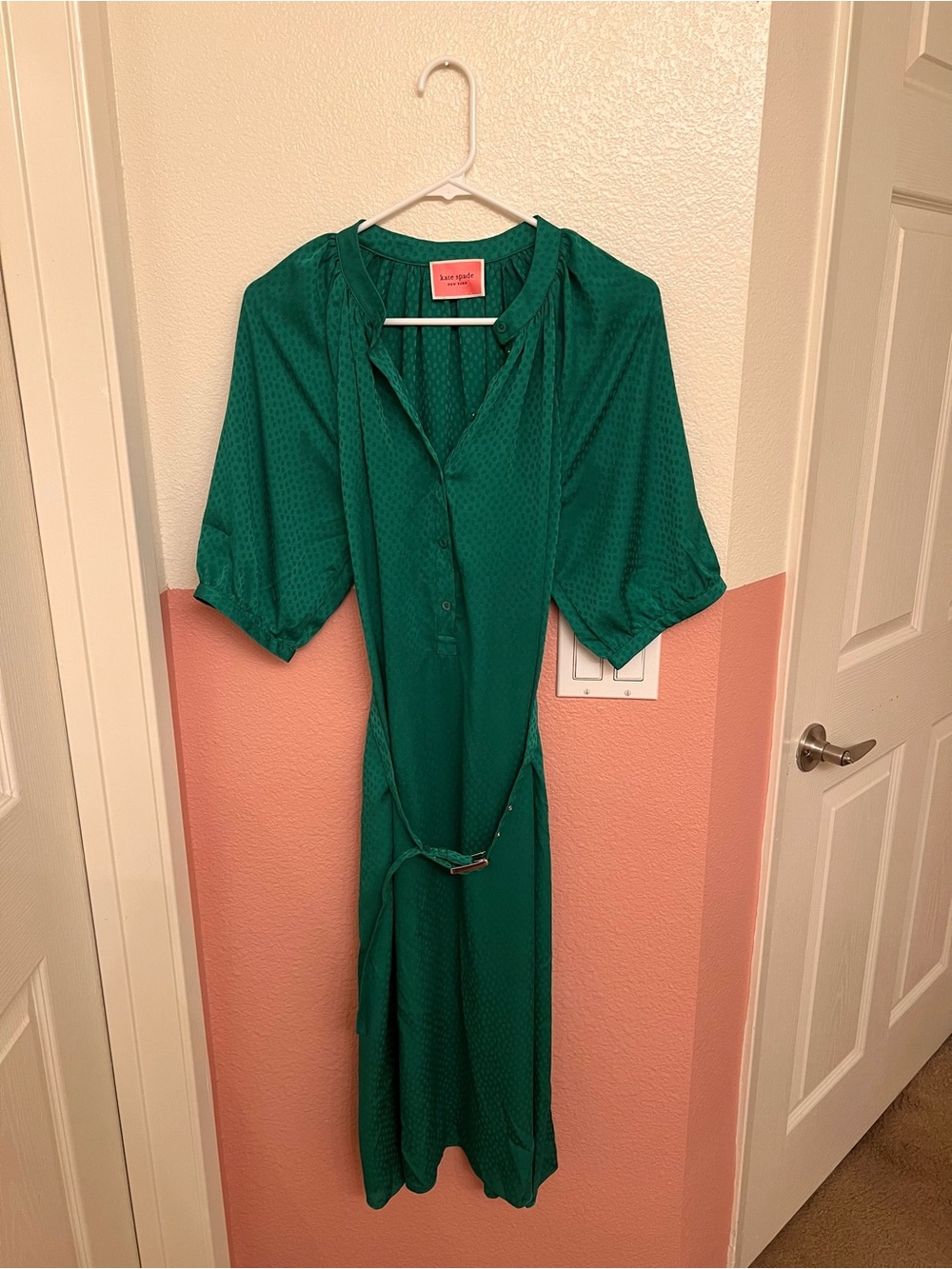 Kate Spade Emerald Green Midi Shirt Dress